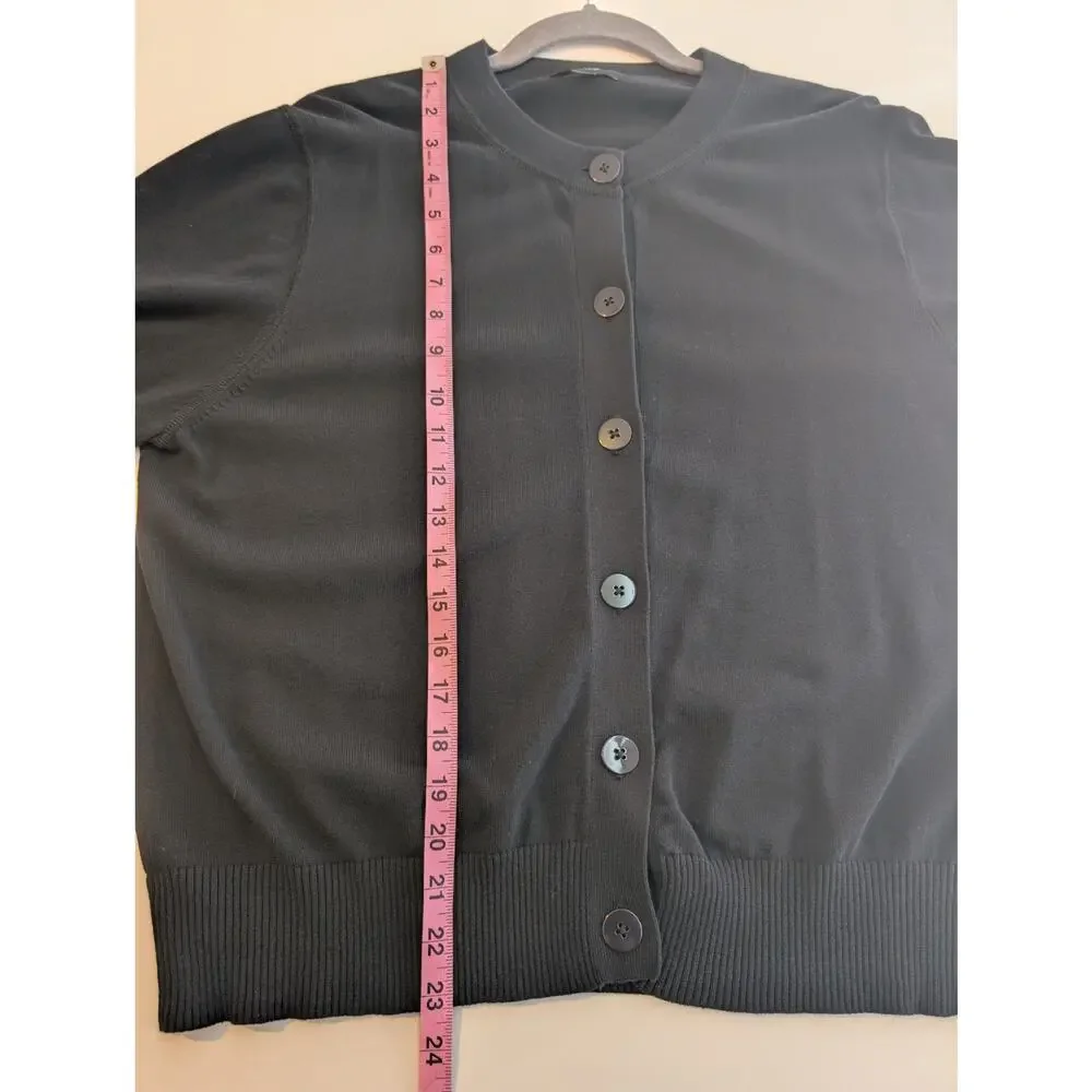 J Crew Jackie Cardigan Sweater Cotton Crepe Preppy Academia Black Size XXL - Picture 11 of 11
